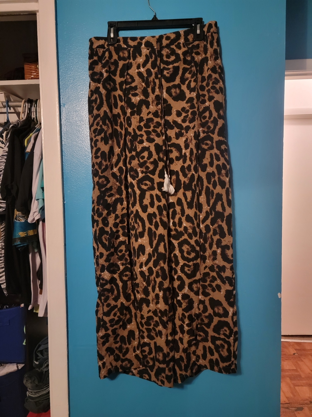 Shein Leopard Print Wide Leg Pants - Brown & Black Xl